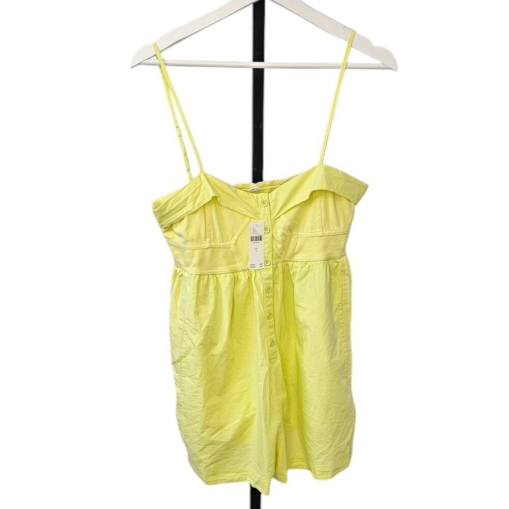 Anthropologie Clean Cut Romper - Cotton Button Front, Yellow, Size S, Cover Up,